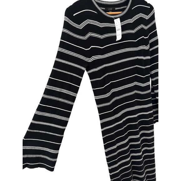 J. Crew Knit Ribbed Bodycon Sweater Midi Dress Mixed Striped Size Small - Picture 10 of 12